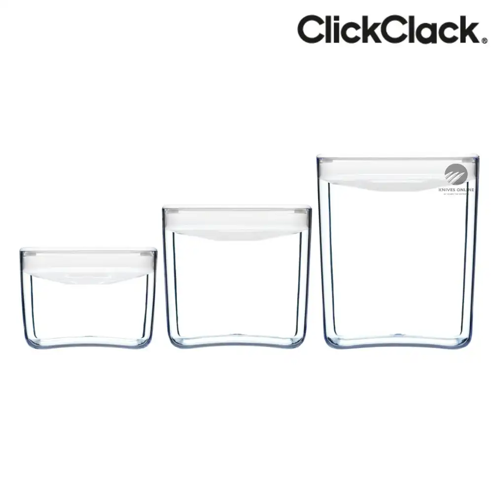 New Clickclack 3 Piece Pantry Small Cube Box Set Container Set Air Tight 3pc