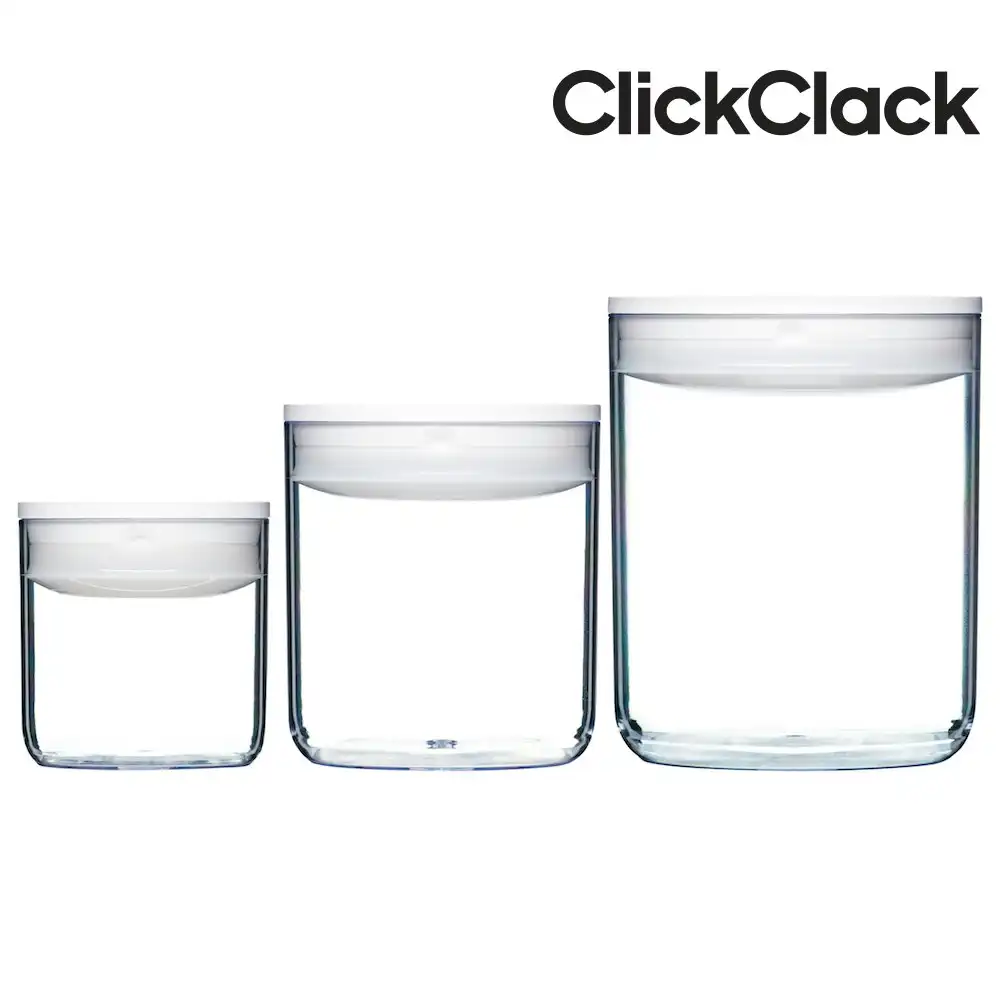New Clickclack 3 Piece Pantry Small Round Set Container Set Air Tight 3pc