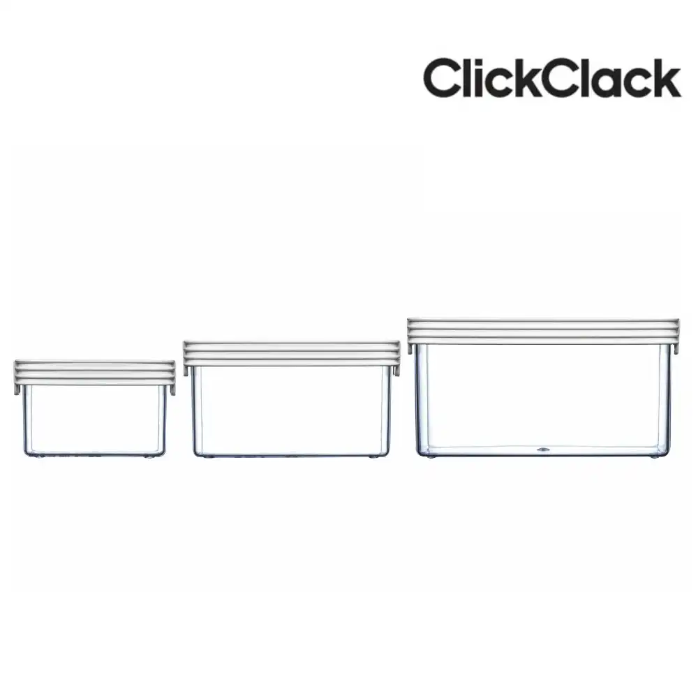 New Clickclack 3 Piece Basic Small Box Set Container Set Air Tight 3pc