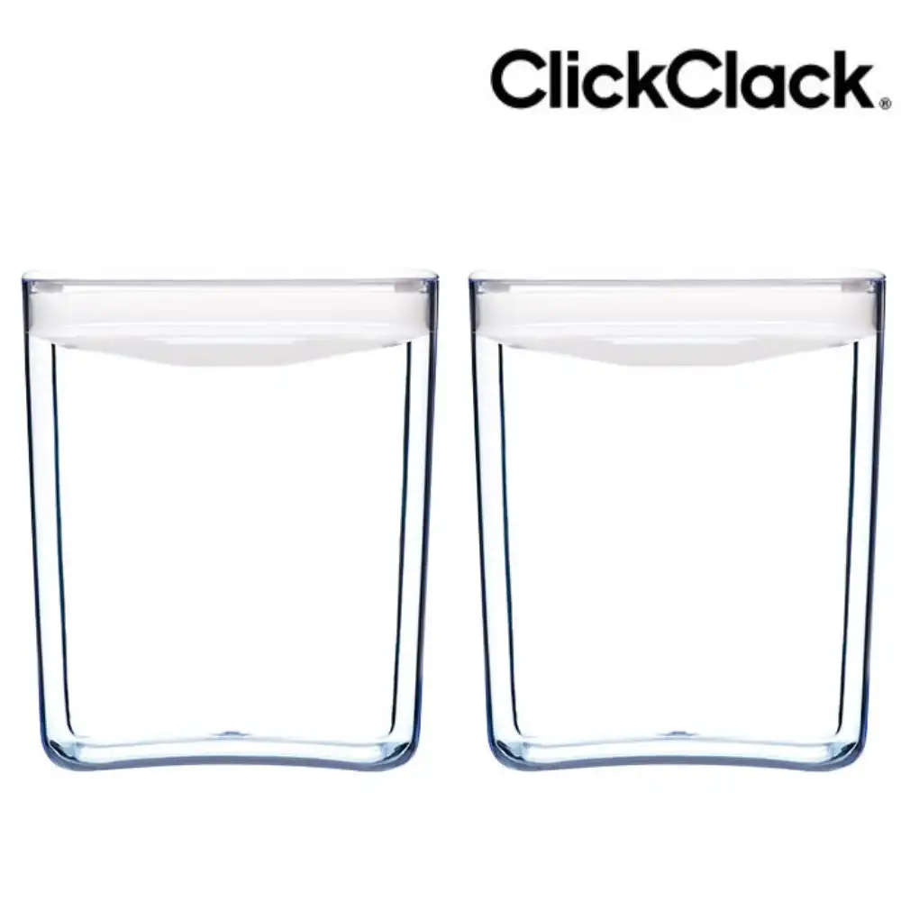 2 x Clickclack 2800ml AIR TIGHT PANTRY CUBE CONTAINER W/ LID WHITE 2.8L