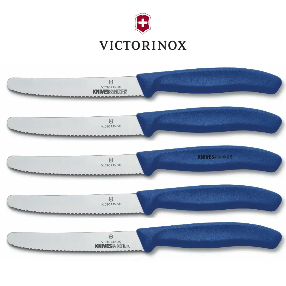 Victorinox Steak & Tomato Knife Pistol Grip 11cm | Blue Set x 5 Knives