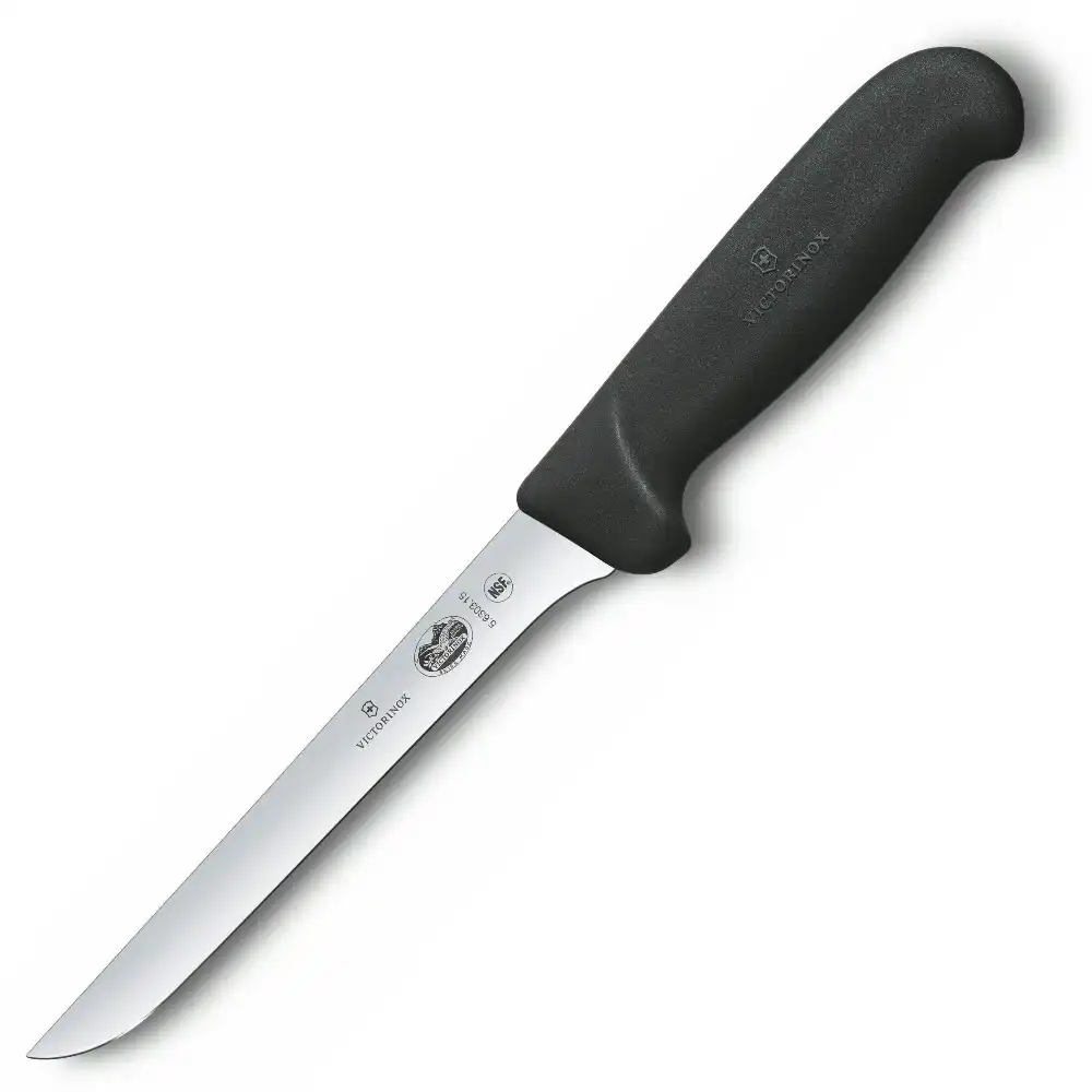 Victorinox Straight Edge Extra Narrow Blade Boning Knife 15cm | Black 5.6203.15