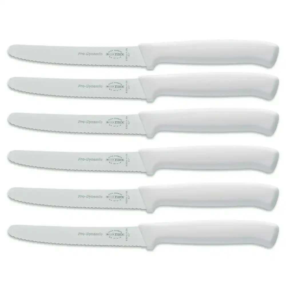 F DICK Fdick Micro Serrated Utility Steak Knives Knife Tomato White X 6