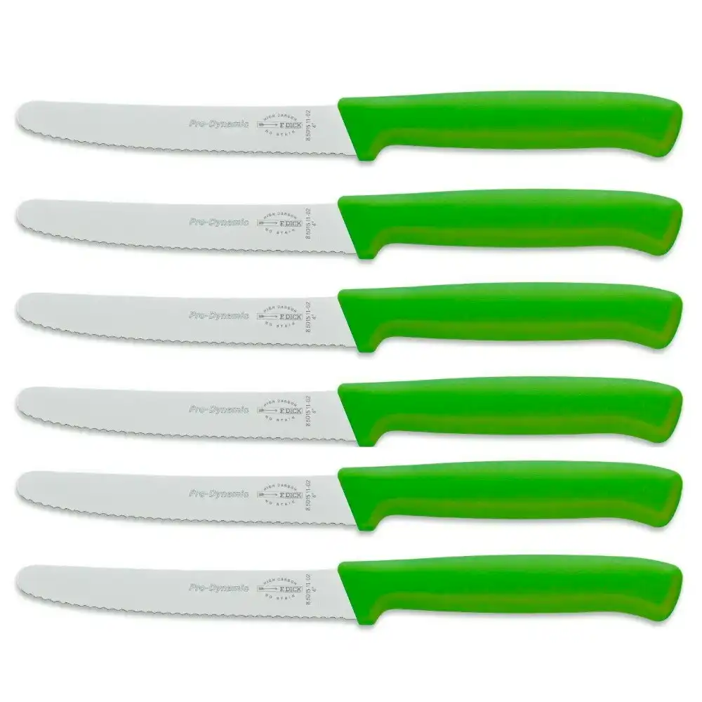 F DICK Fdick Micro Serrated Utility Steak Knives Knife Tomato Green X 6