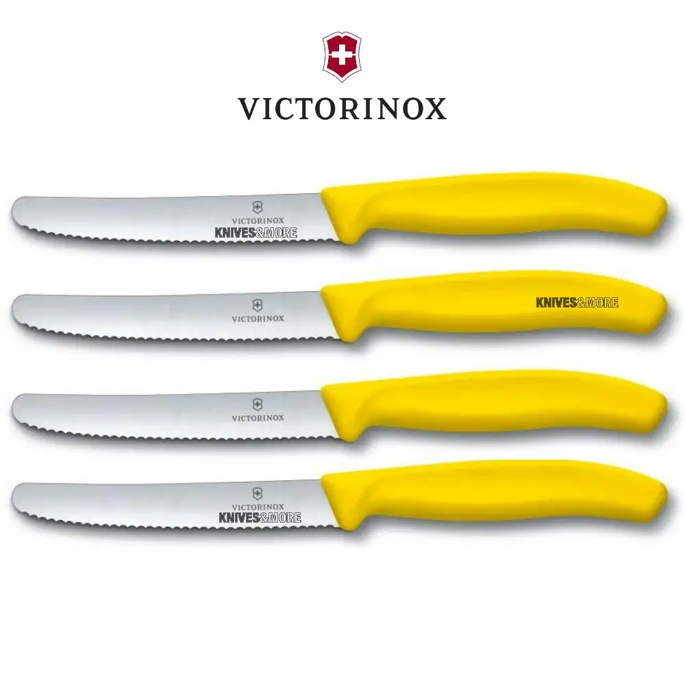 Victorinox Steak & Tomato Knife Pistol Grip 11cm | Yellow Set x 4 Knives