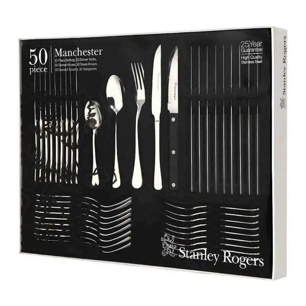 Stanley Rogers 50 Piece Manchester Stainless Steel Cutlery Set 50pc