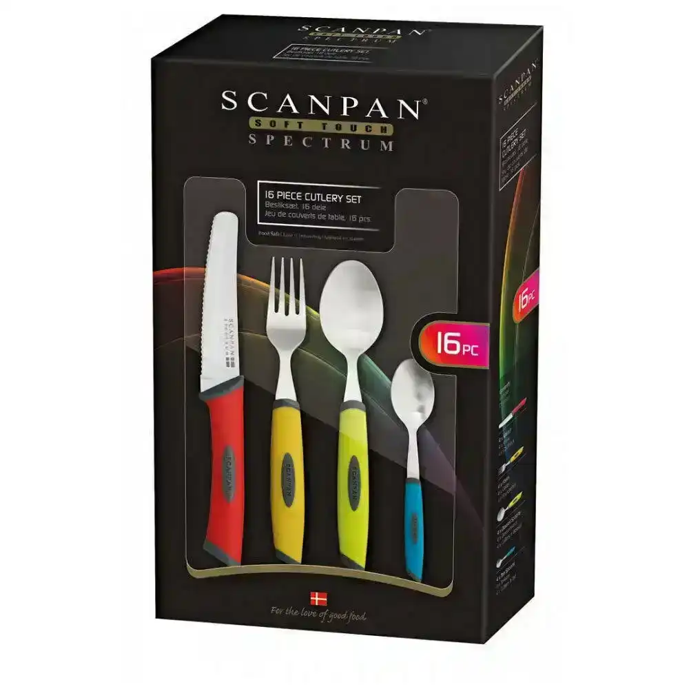 New Scanpan Spectrum COLOUR 16 Piece Kitchen Cutlery Set 16pc