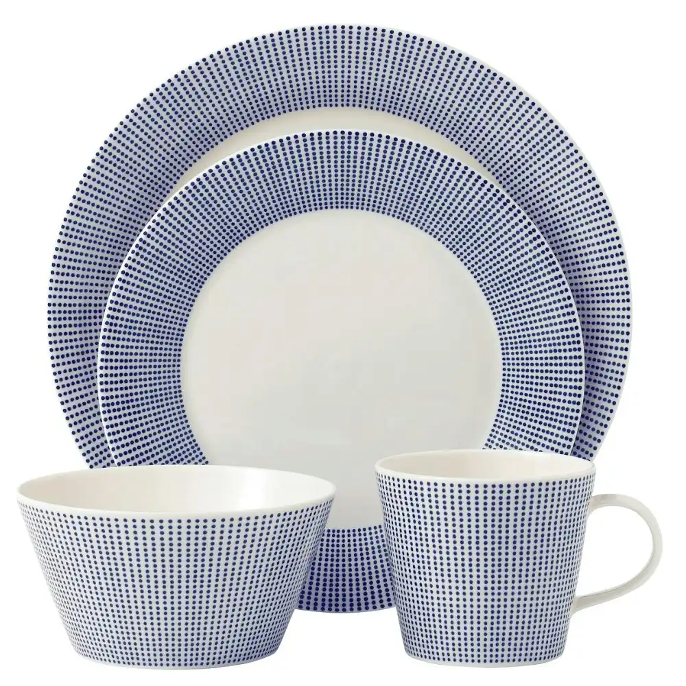 Royal Doulton 16pc Pacific Blue Dots Dinner | Set of 16