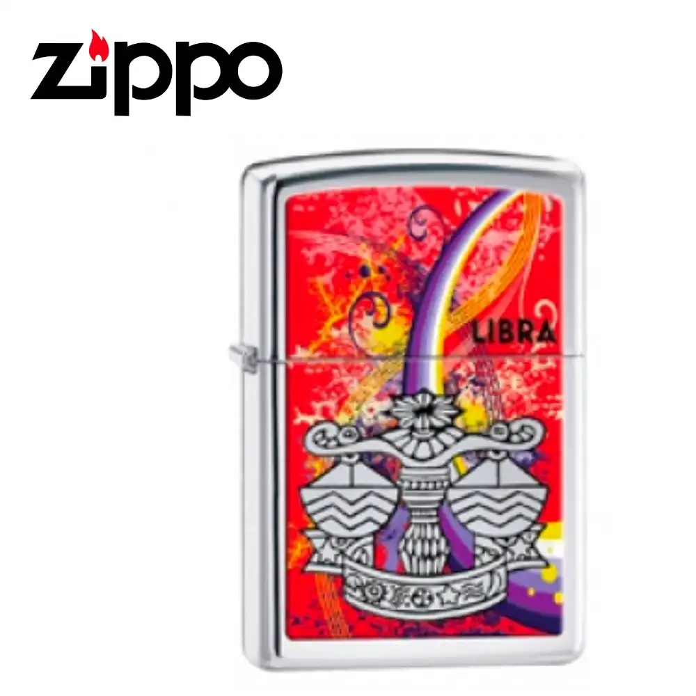 New Zippo High Polish Chrome Zodiac Lighter   Libra