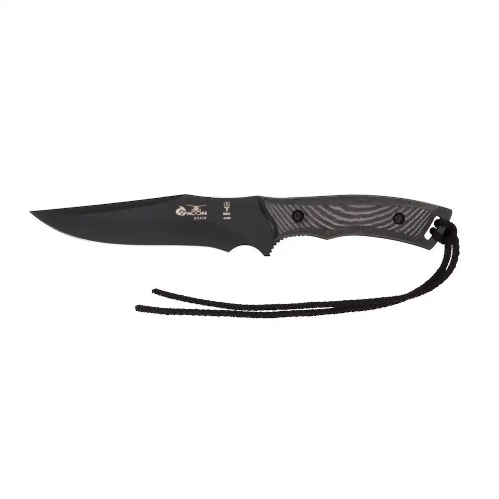 Muela Typhoon Black Blade Hunting Fishing Knife | Black Micarta Handle