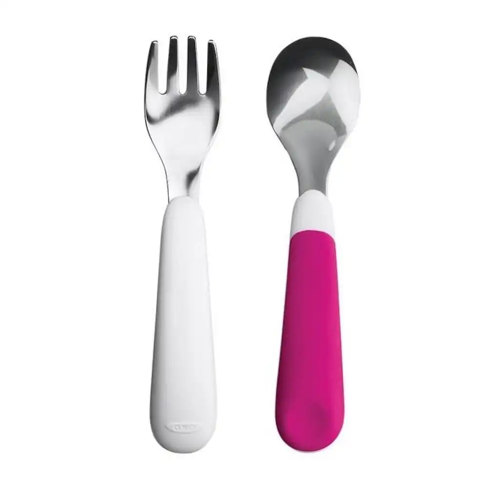 New OXO Tot Training Fork And Spoon Set   Pink