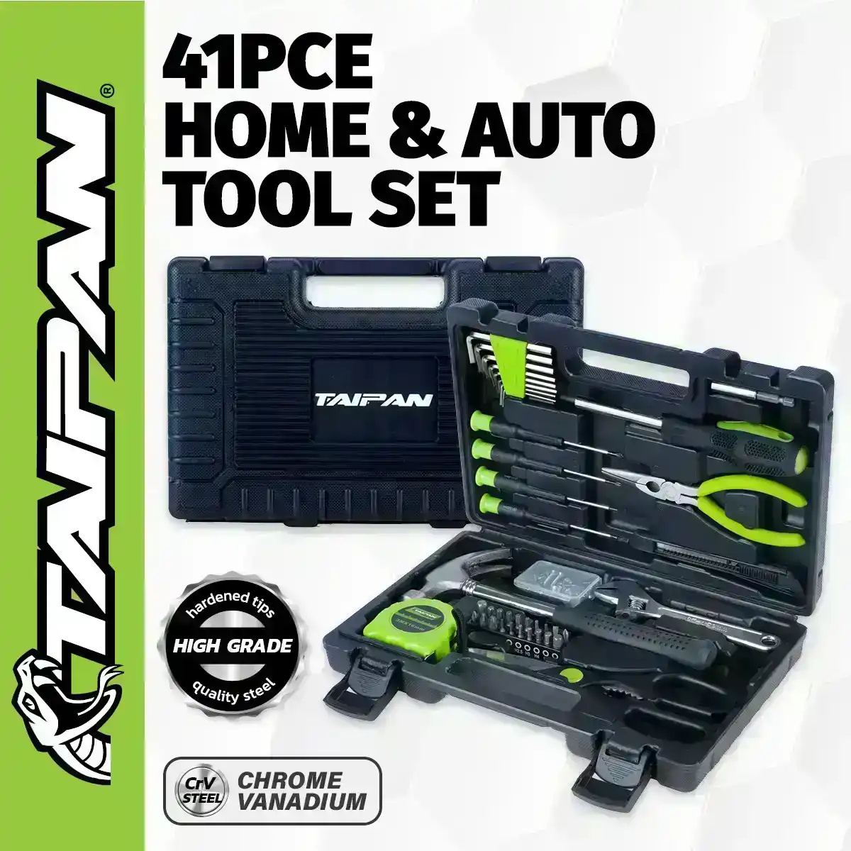Taipan® 41PCE Home Auto Premium Quality Tool Set Case Chrome Vanadium Steel