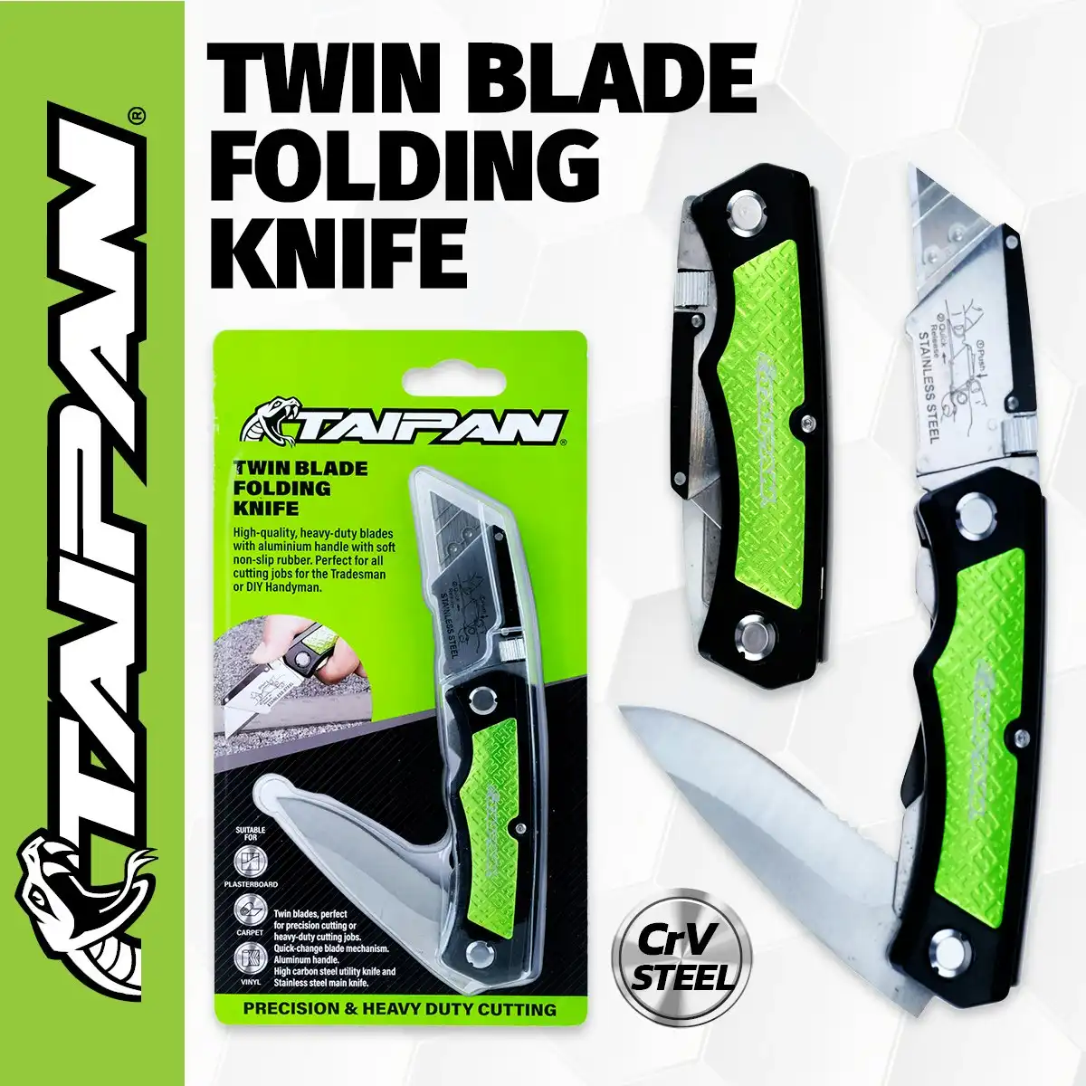 Taipan® Twin Blade Folding Knife Aluminium Handle Carbon Vanadium Steel