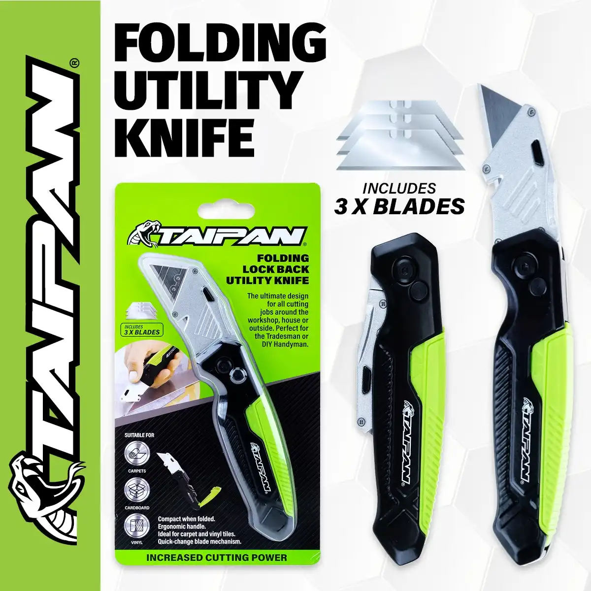 Taipan® Folding Lock Back Utility Knife Premium Quality Carbon Vanadium Steel