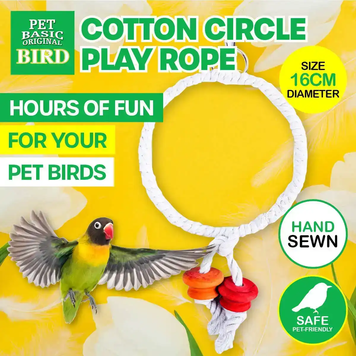 Pet Basic® Bird/Parrot Swing Rope Cotton Fun Stimulating Playful 16CM Diameter