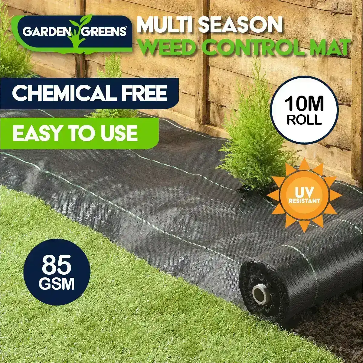 Garden Greens 10m x 1m Weed Control Fabric Mat Garden Stop Weeds Multi Season