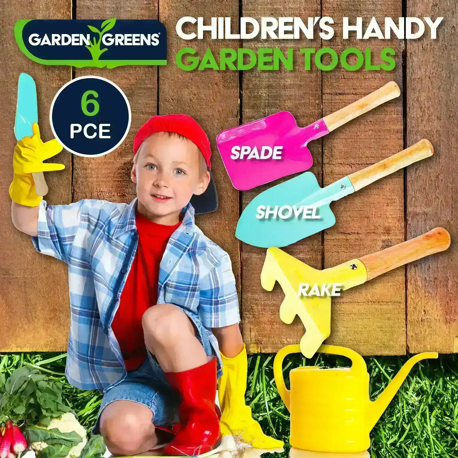 Garden Greens® 6PCE Children's Gardening Tool Kit Durable Fun Active Outdoors