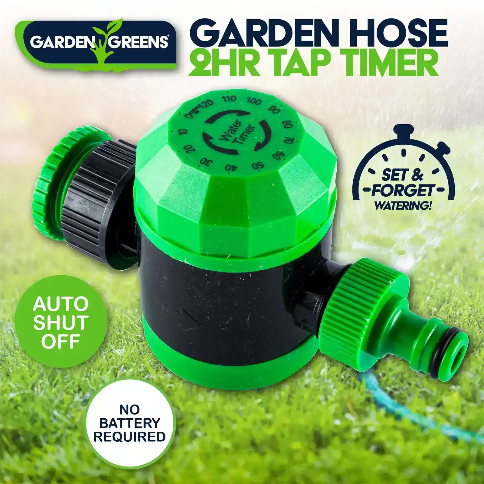 Garden Greens® Water Timer Auto Shut Off 2hr Timer Set and Forget