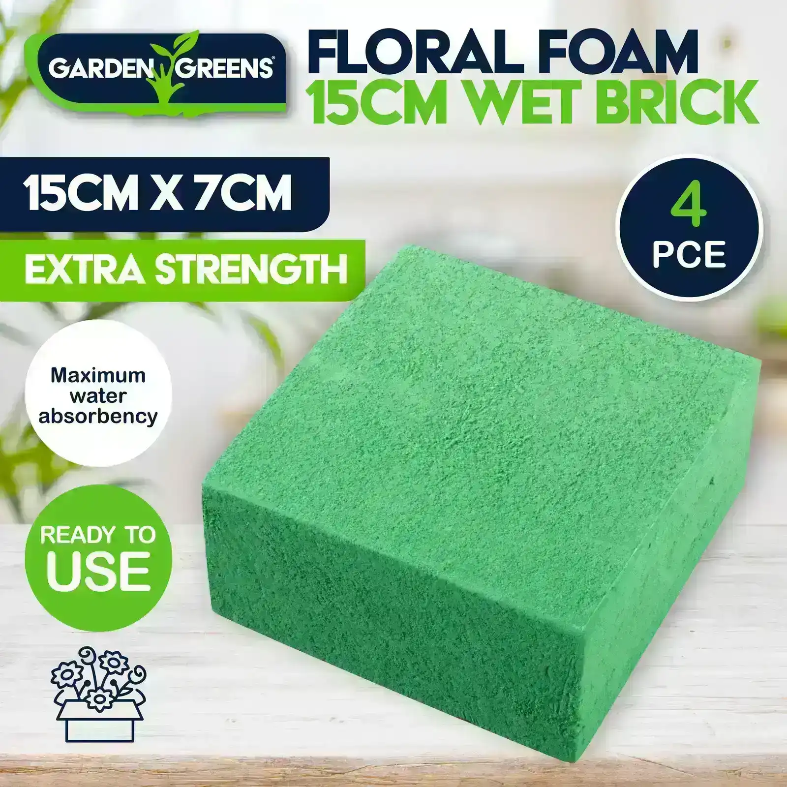 Garden Greens® 4PK Floral Foam Wet Brick Flower Arrangements 15cm x 15cm x 7cm