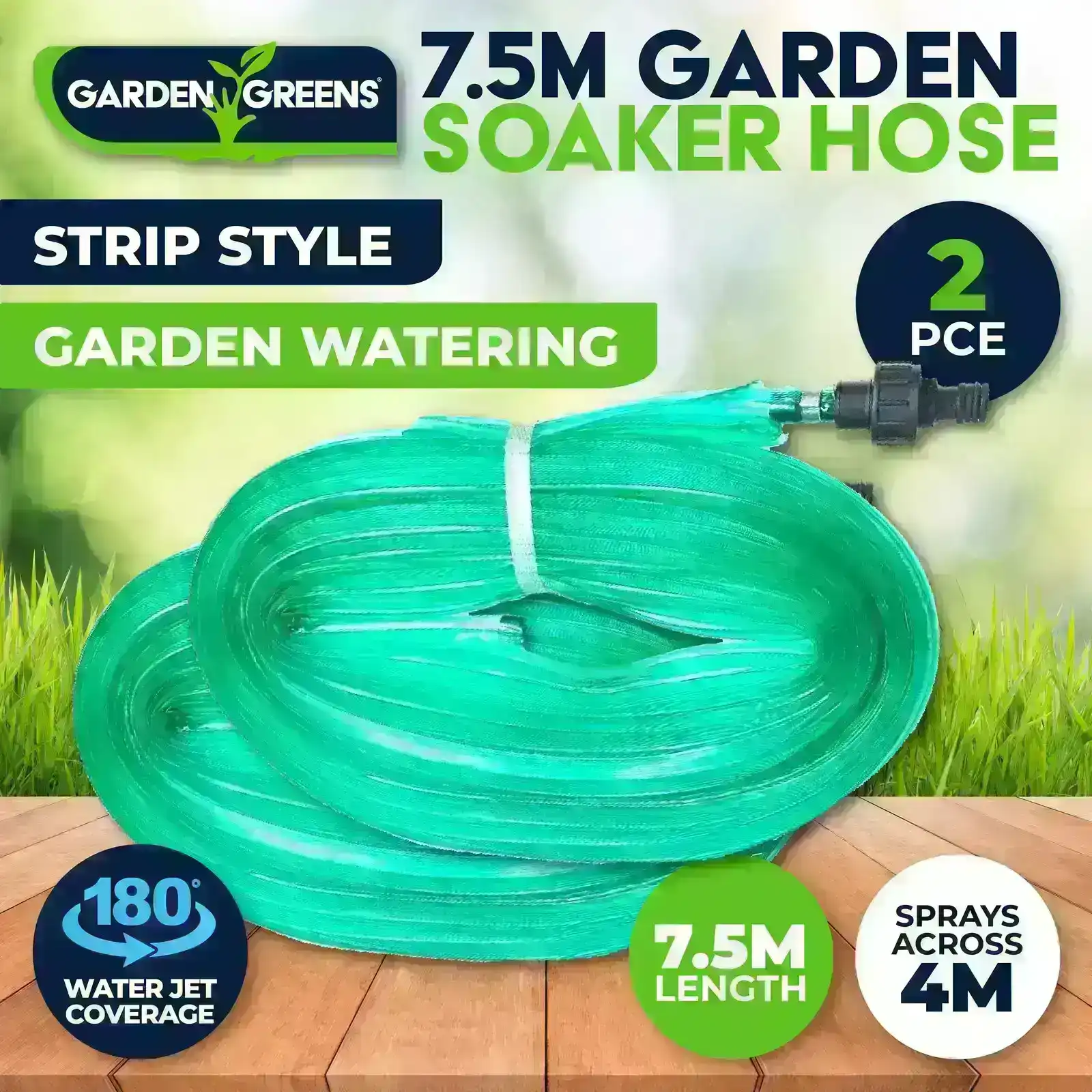 Garden Greens® 2PK Hose Garden Soaker Tube UV Treated Lawn Garden Beds 7.5m