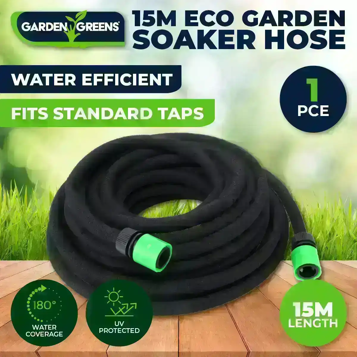 Garden Greens® Garden Irrigation Hose & Connectors Eco Friendly 15m