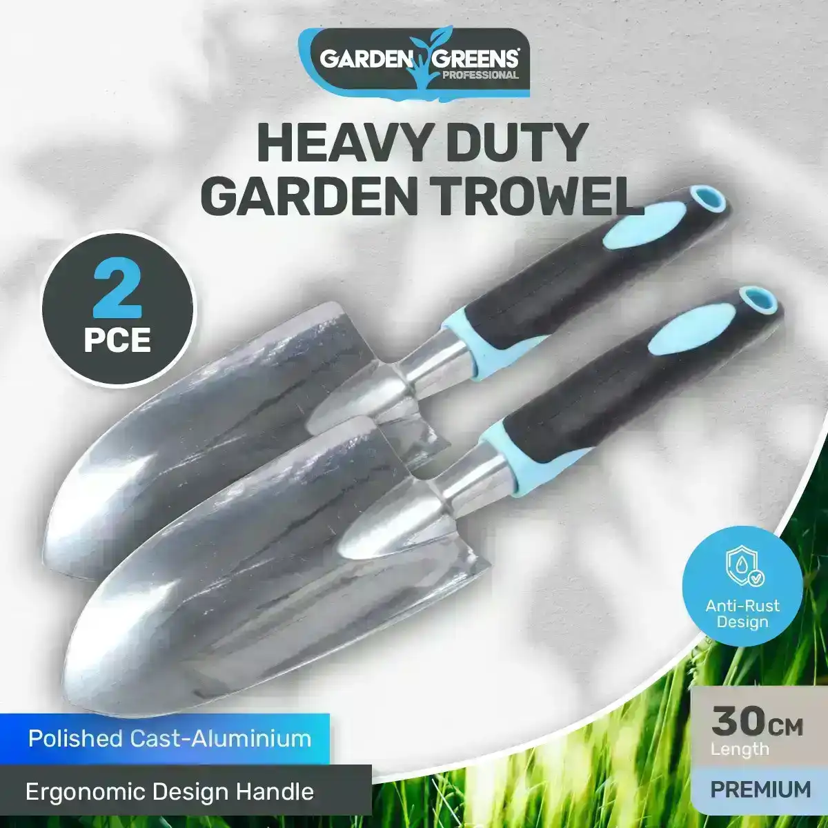 Garden Greens® 2PK Garden Trowel Hand Tools Anti Rust Premium Quality 30cm