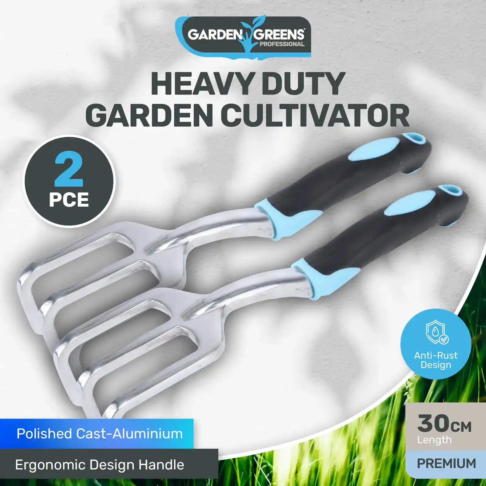 Garden Greens® 2PK Garden Cultivator Hand Tools Anti Rust Premium Quality 30cm