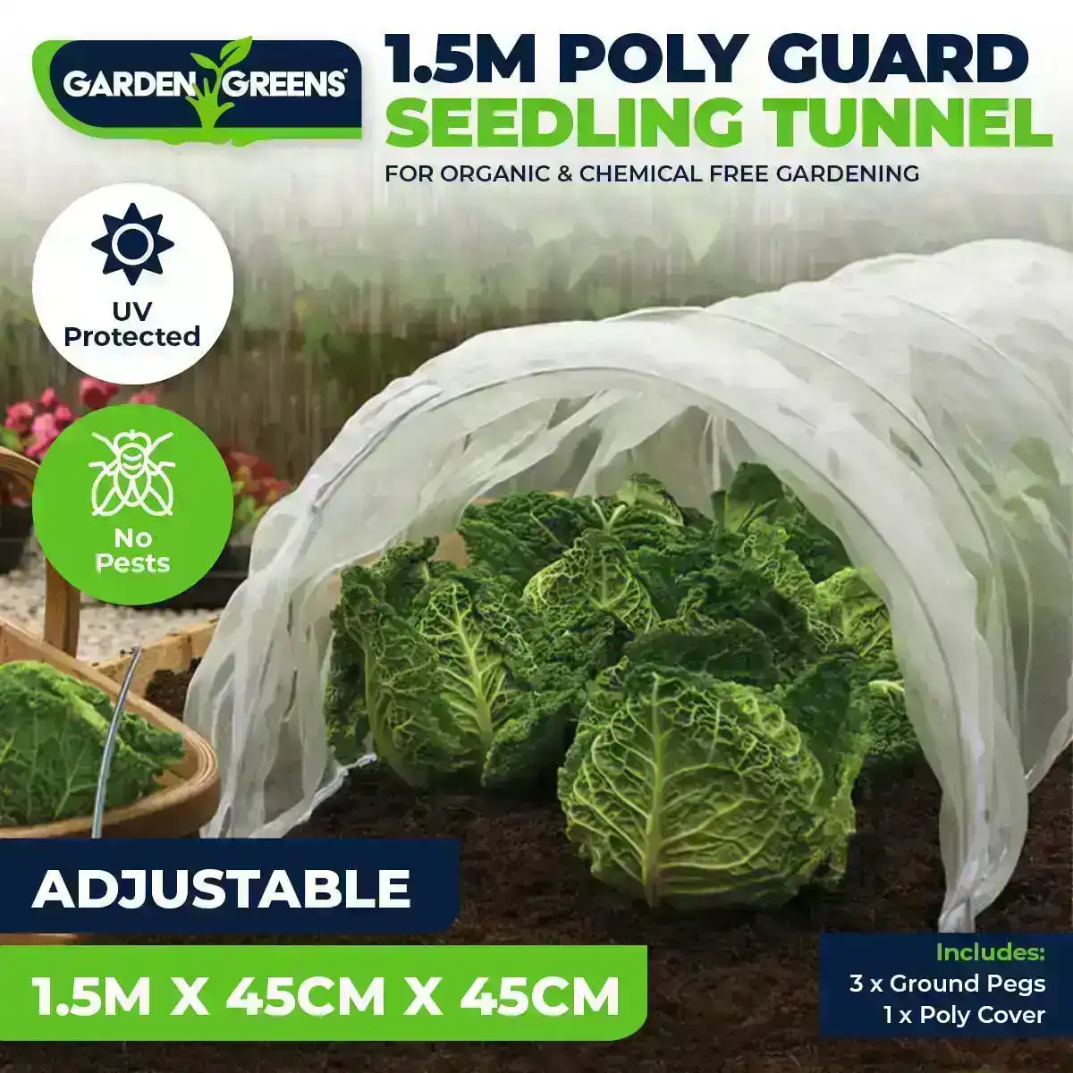 Garden Greens® Seedling Tunnel Plastic Adjustable Foldable Reusable 1.5m