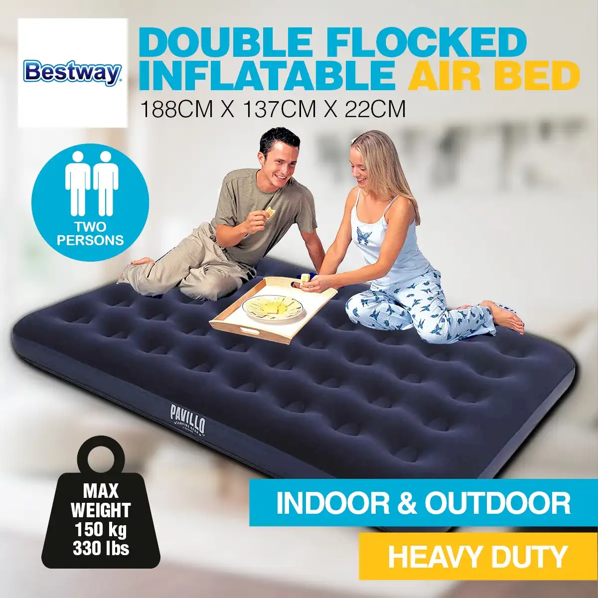 Bestway® Double Inflatable Air Bed Indoor/Outdoor Heavy Duty Durable Camping