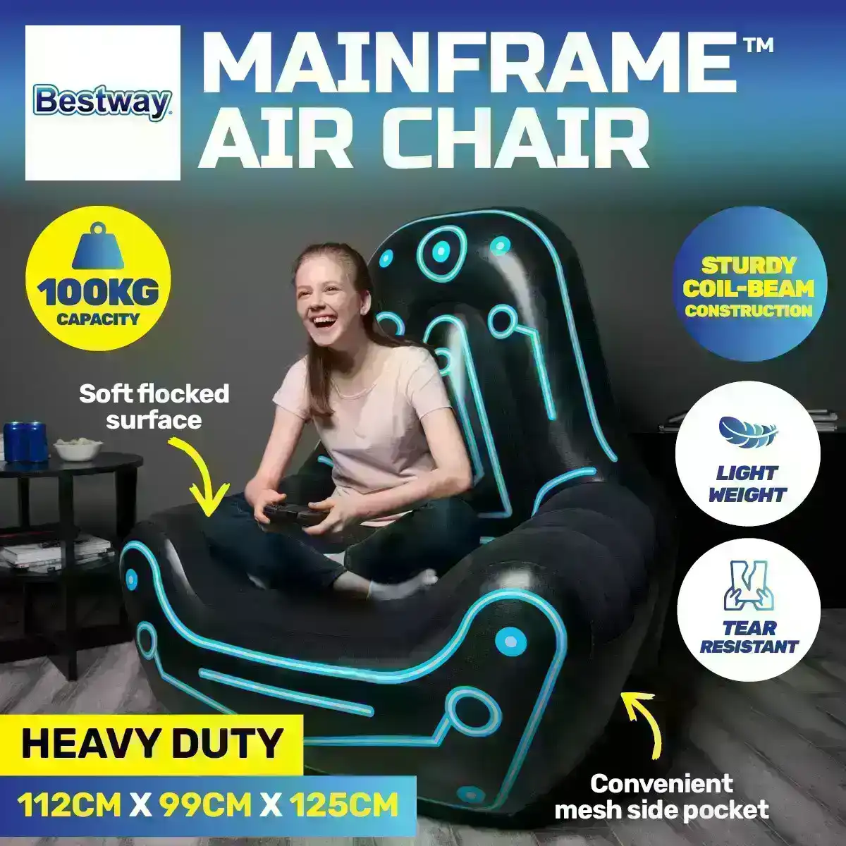 Bestway® Mainframe Air Chair Inflatable Gaming Sofa Seat Cruiser Chair