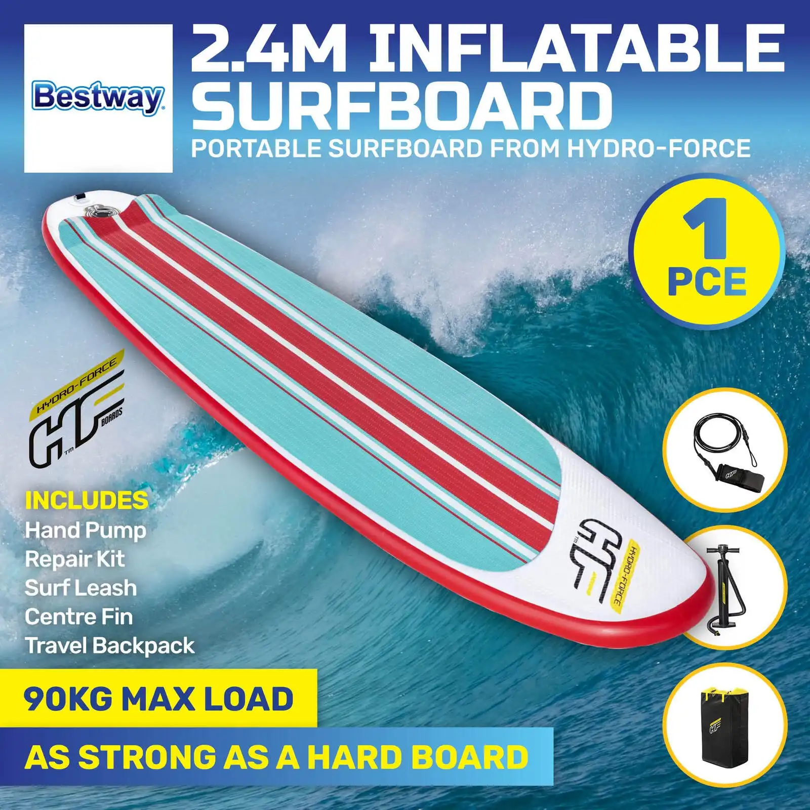 Bestway® 2.4m Surfboard Inflatable Essentials Included Innovative Technology