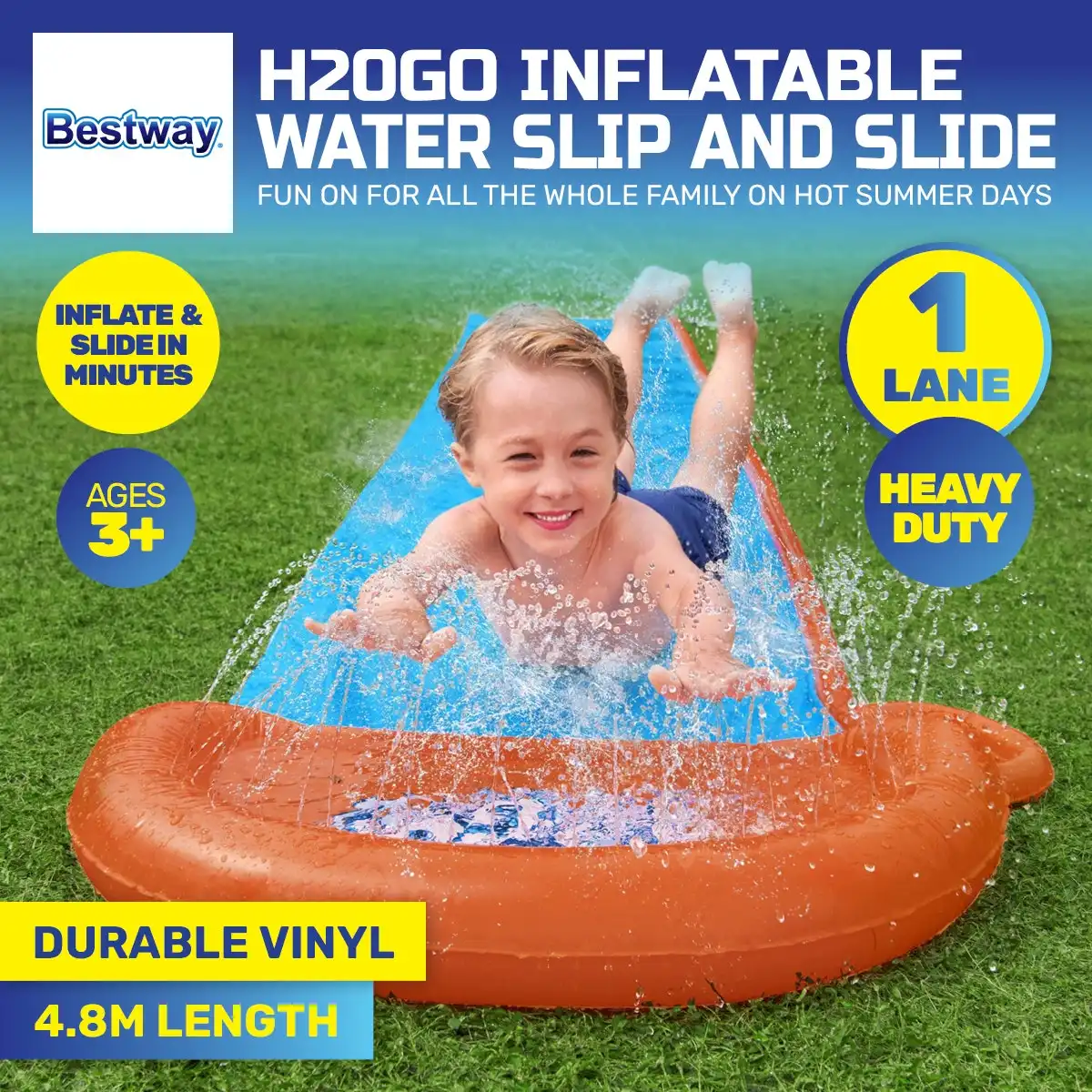 Bestway® 4.8m Single Lane Inflatable Water Slide Built-In Water Jets