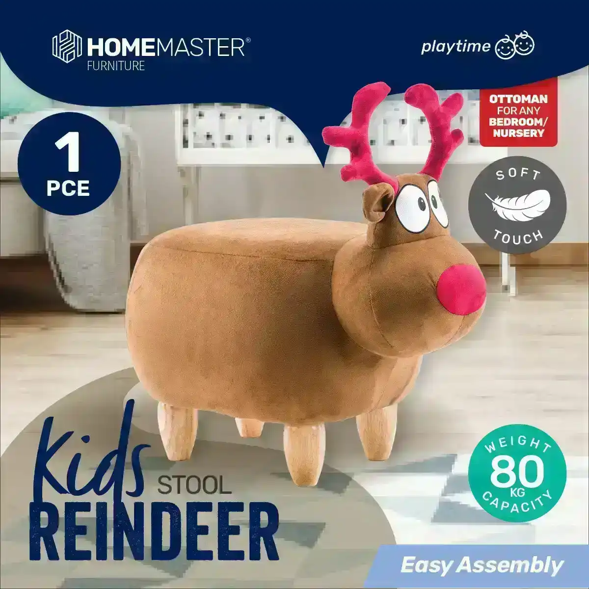 Home Master® Kids Animal Stool Reindeer Character Premium Quality & Style