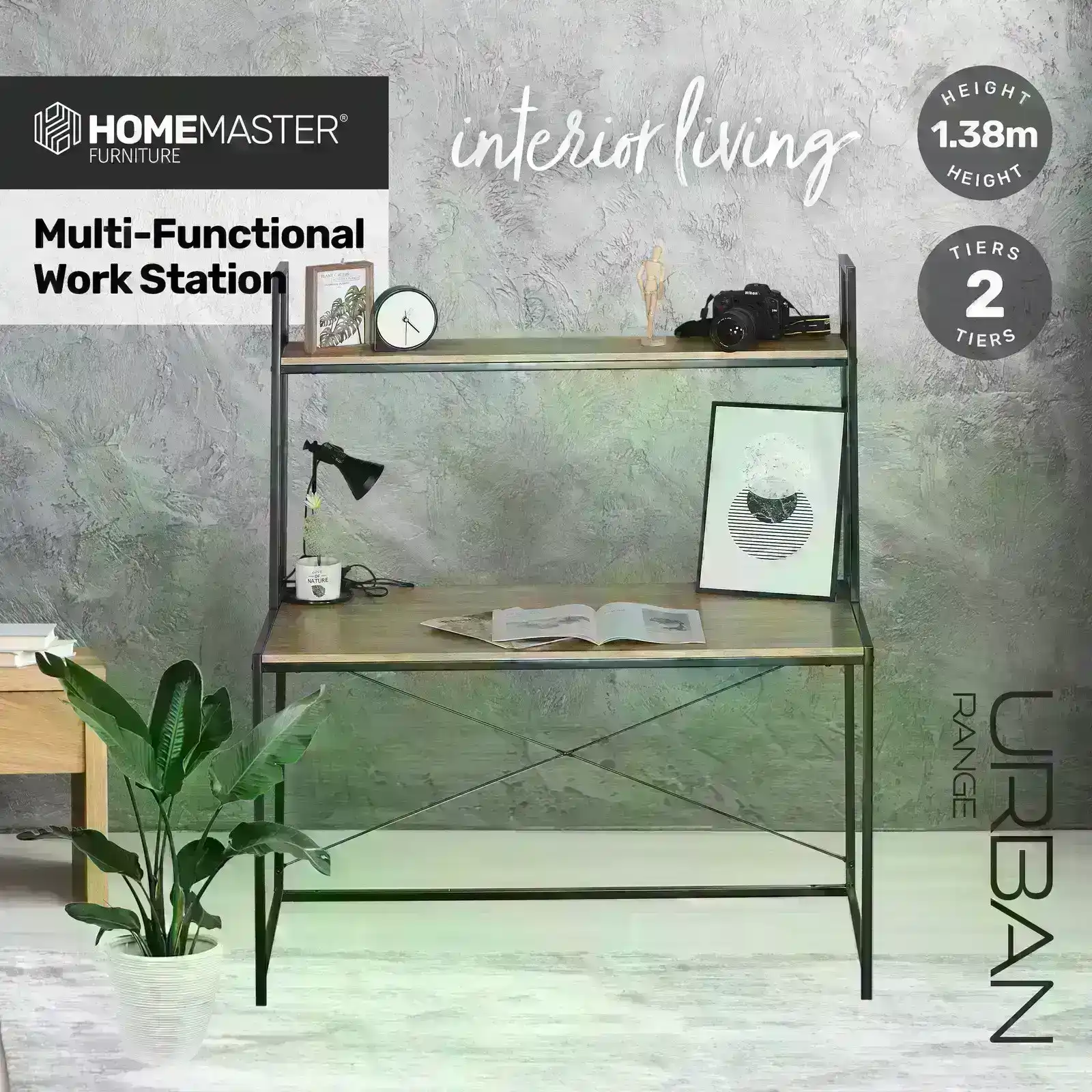 Home Master® Multifunctional Workstation 2 Tier Stylish Modern Design 1.38m