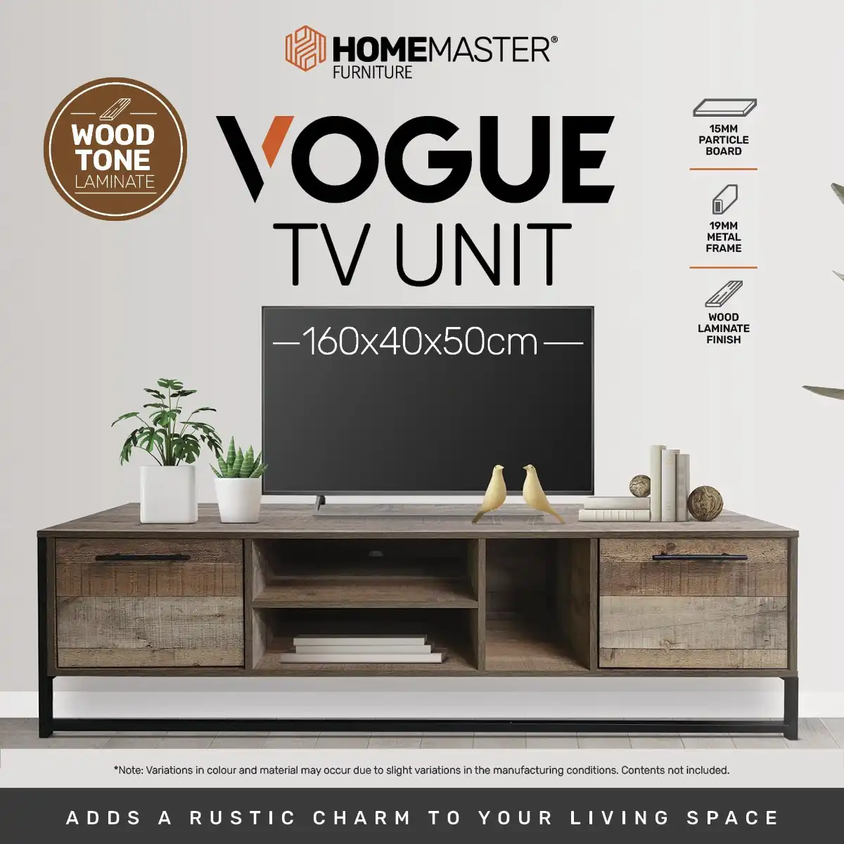 Home Master® Vogue Wood Tone TV Unit Stylish Rustic Flawless Design 160cm