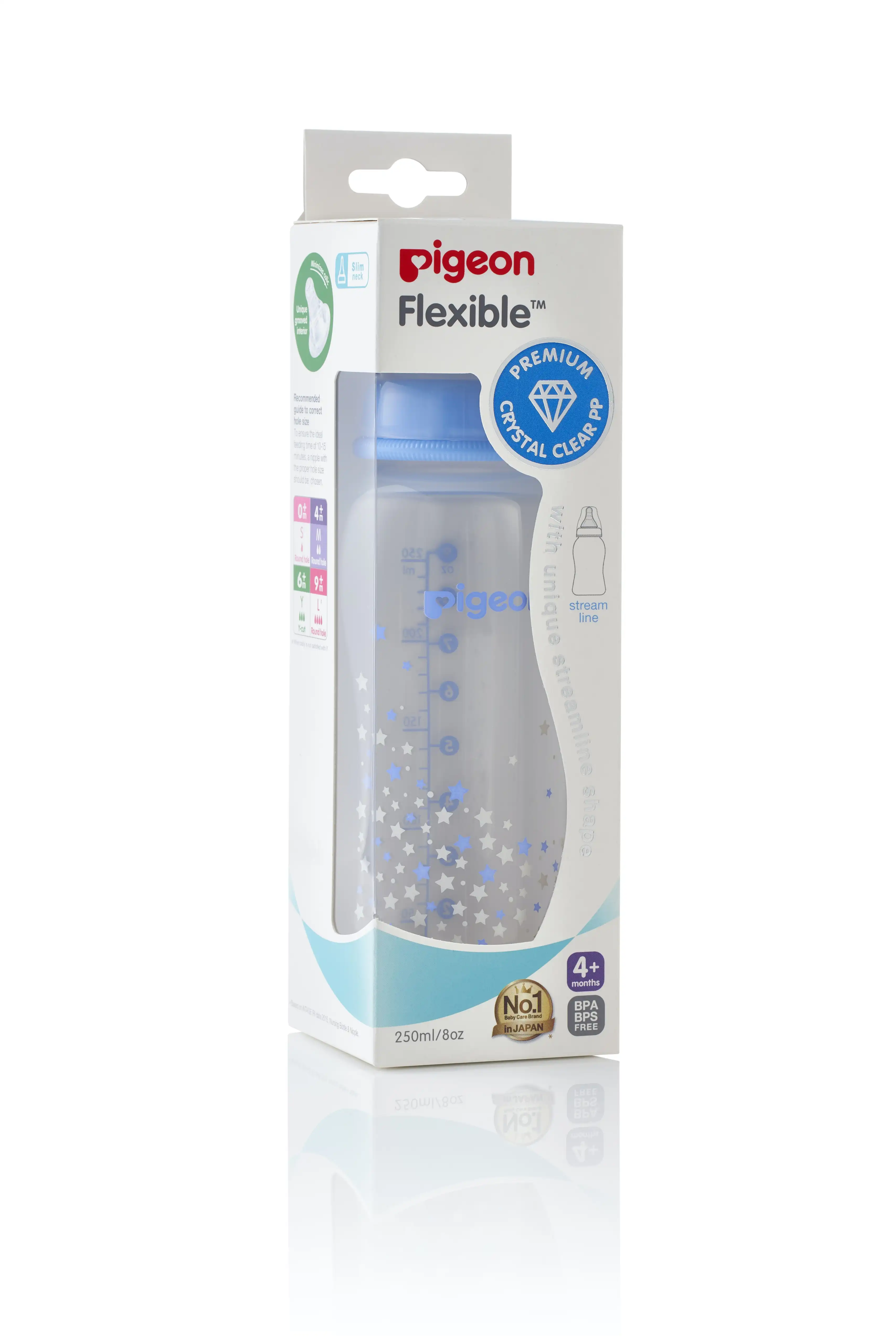 PIGEON Flexible Bottle CRYSTAL PP Blue Star 250ml