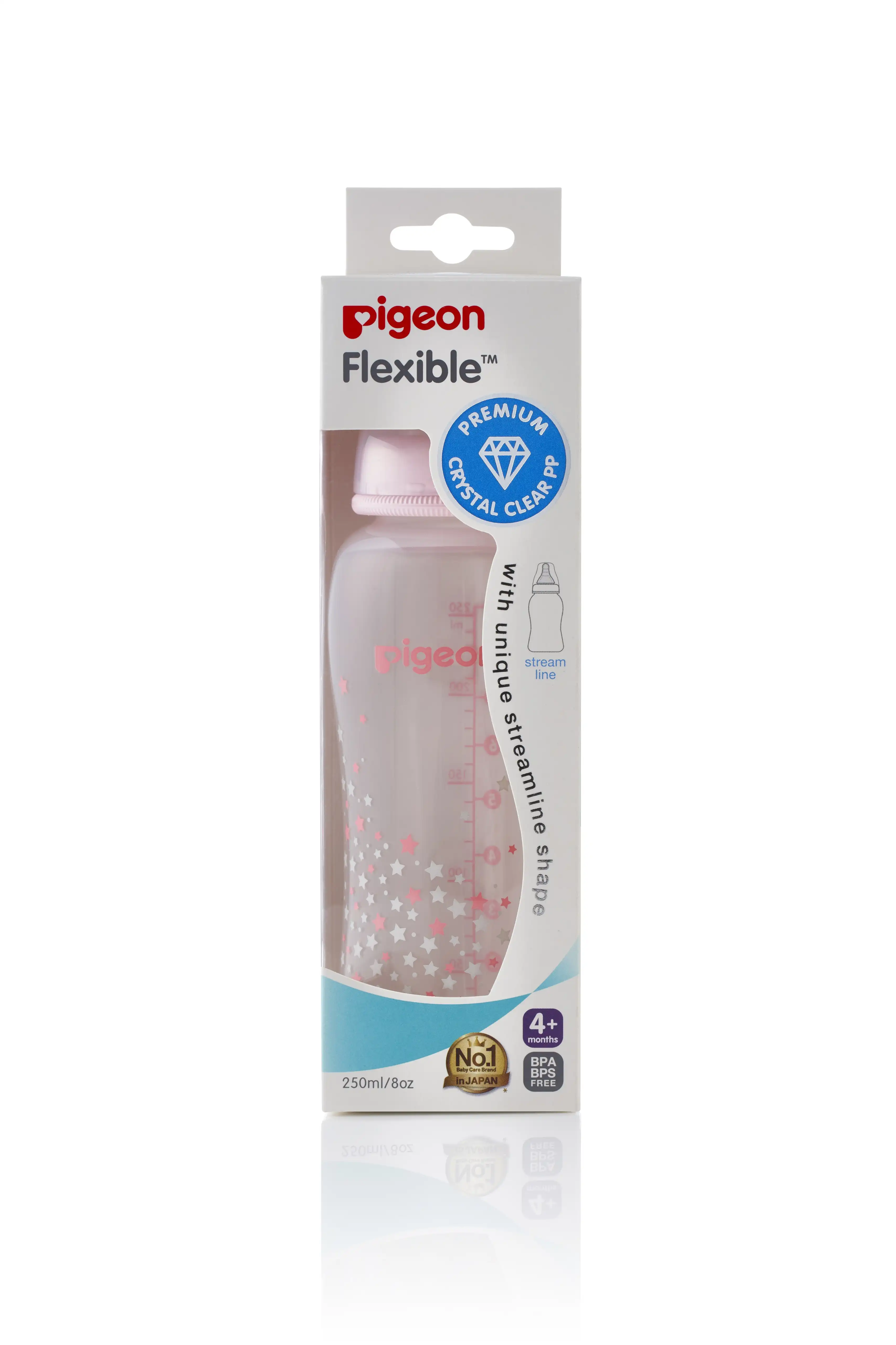 PIGEON Flexible Bottle CRYSTAL PP Pink Star 250ml