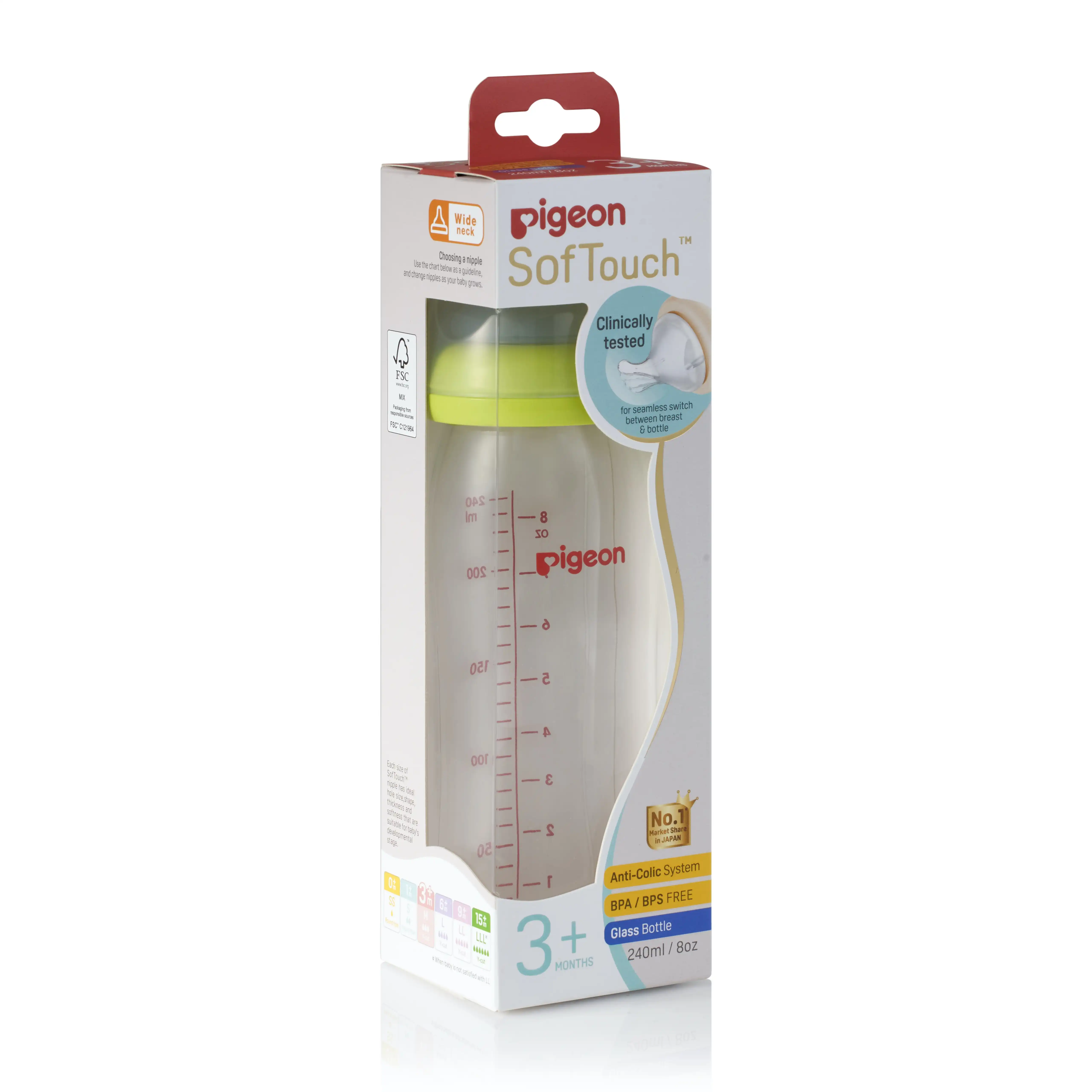 PIGEON SofTouch Bottle GLASS 240ml