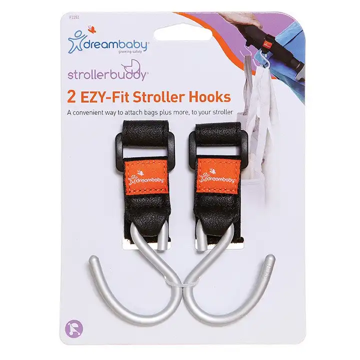 dreambaby Ezy-Fit Stroller Hooks 2 Pack Silver