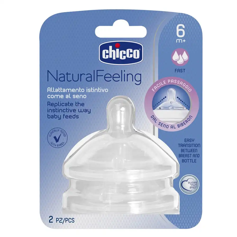 Chicco Teat: Natural Feeling - 6M+ Fast Flow 2 Pack
