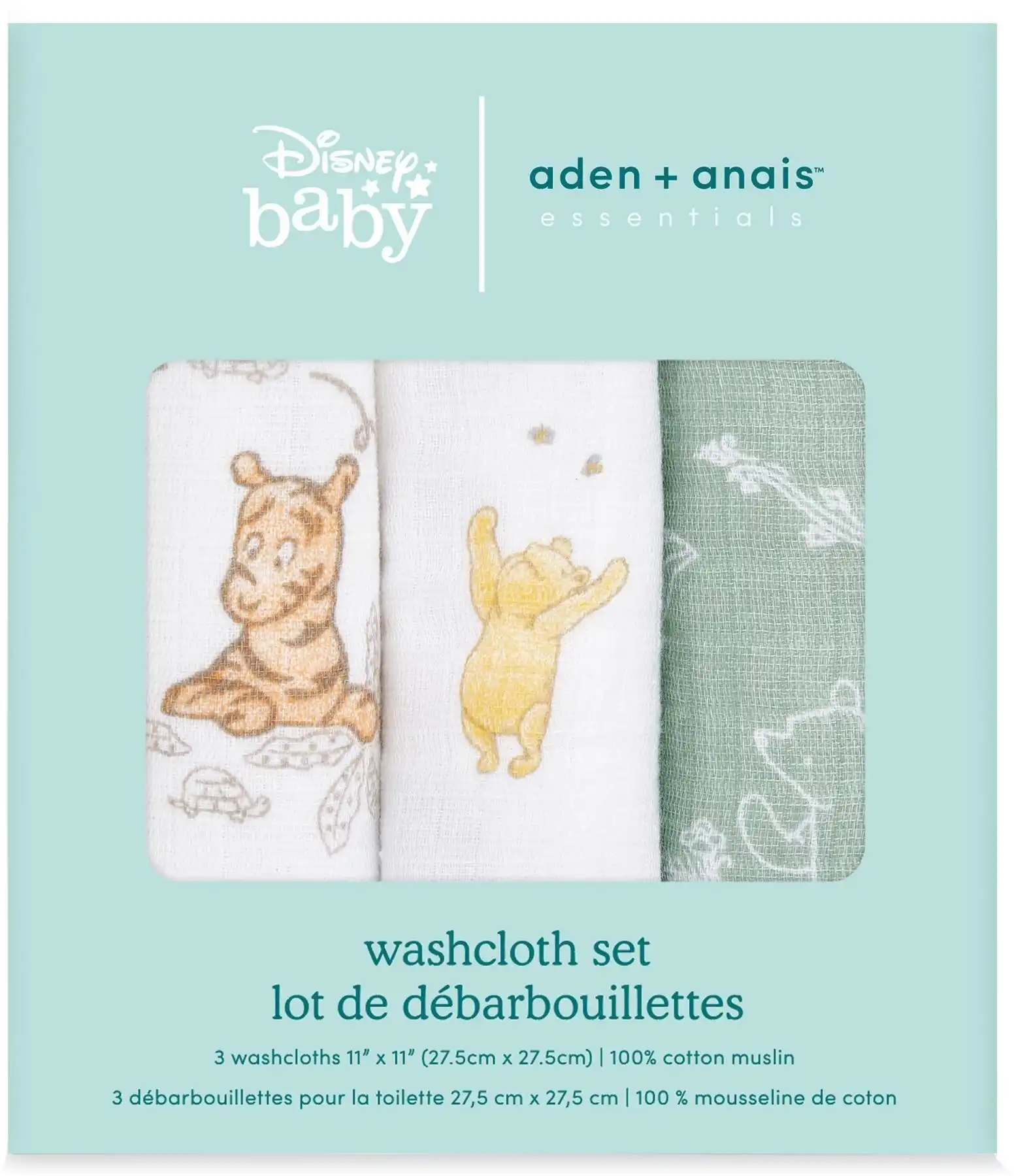 Aden Anais Disney Winnie Friends 3 Pack Washcloths