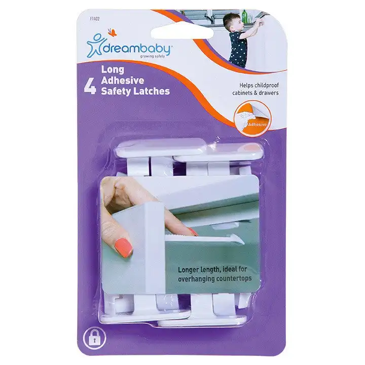 dreambaby Adhesive Safety Latches Long 4 Pack