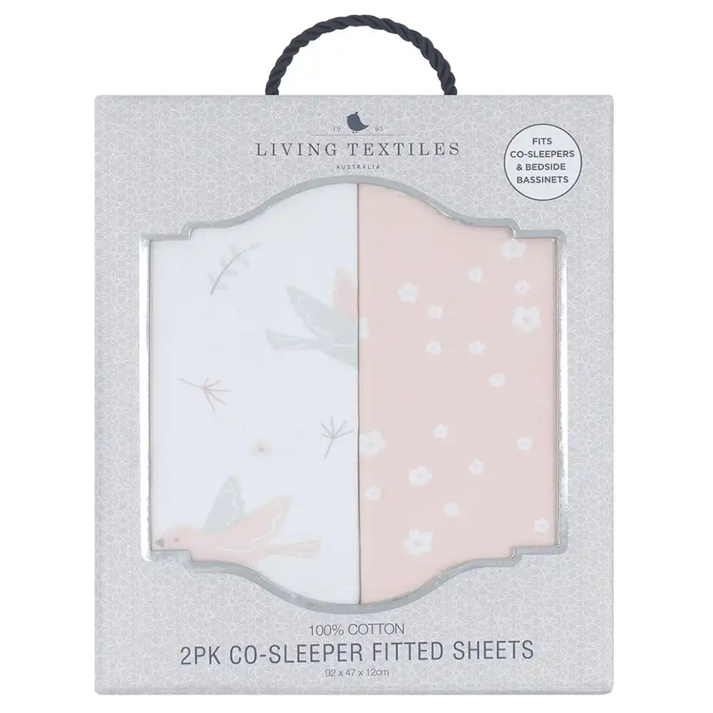2 Pack Jersey Co-sleeper/Cradle Fitted Sheet Ava Birds/Blush Floral