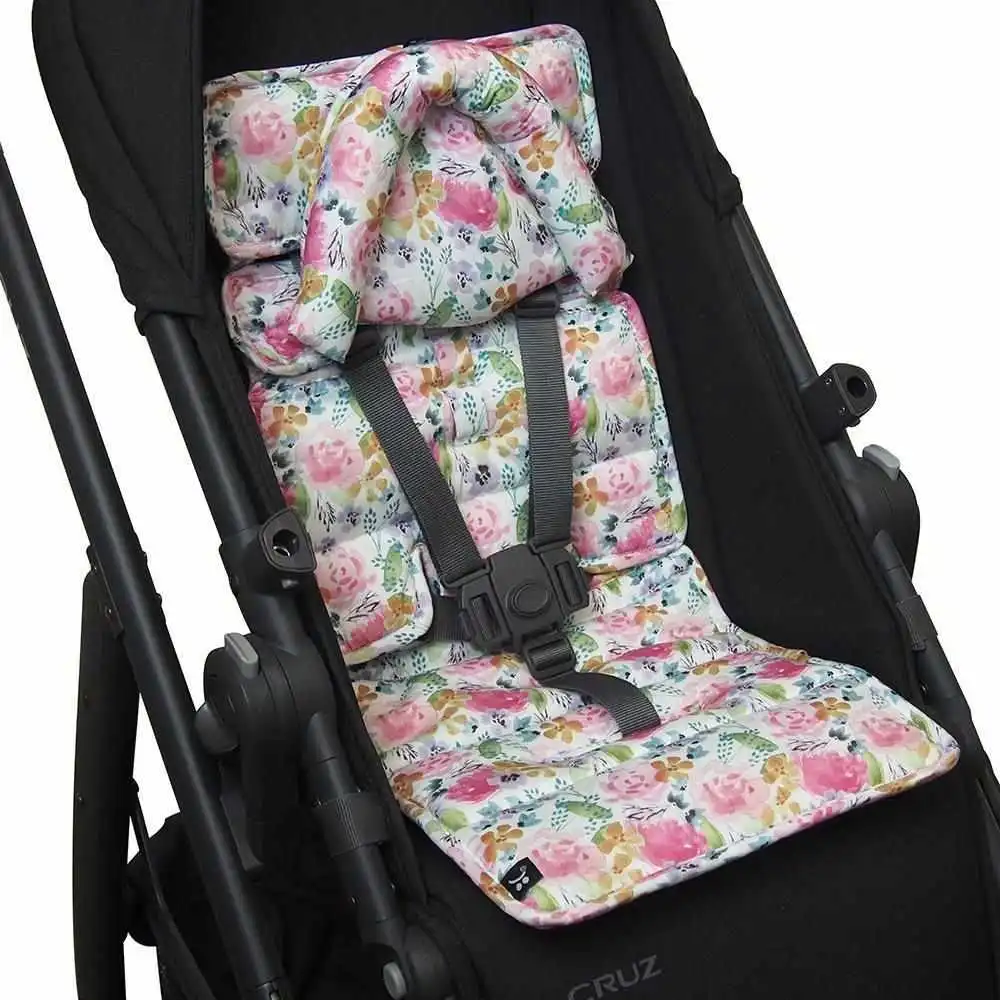 Mini Pram Liner With Adjustable Head Support - Floral Delight