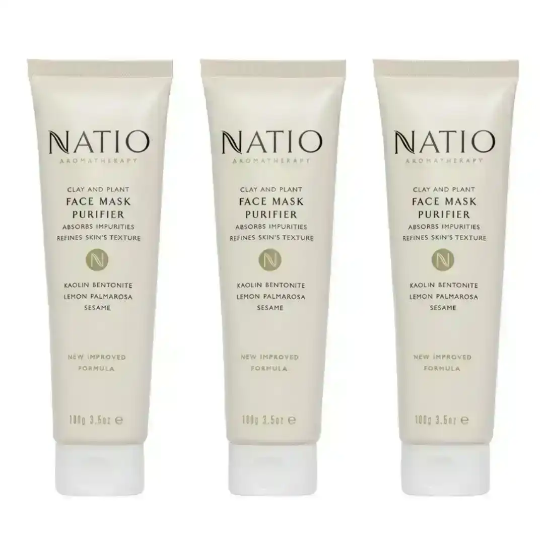 3 x Natio Aromatherapy Clay And Plant Face Mask Purifier 100g