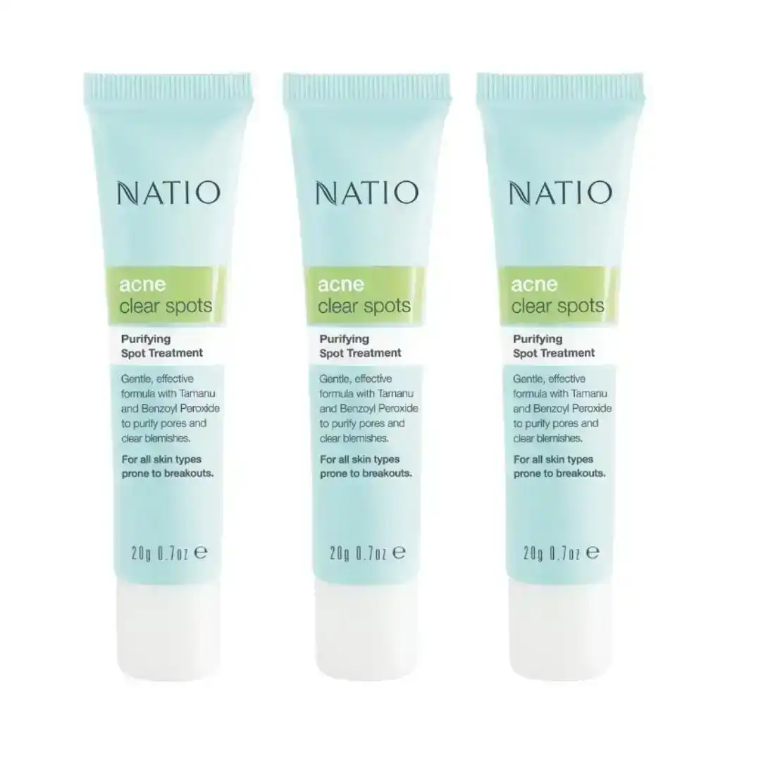 3 x Natio Acne Clear Spots Purifying Spot Treatment 20g