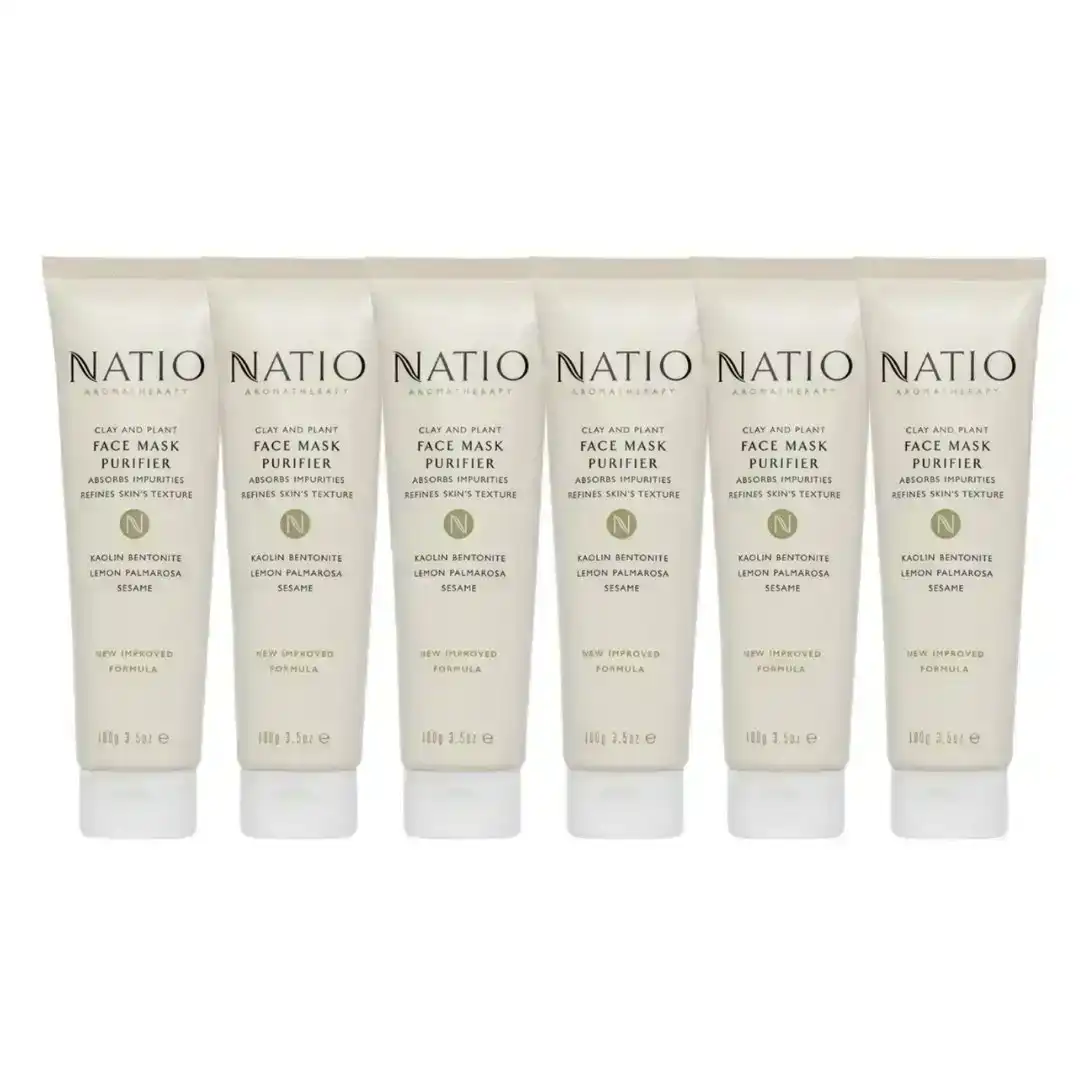 6 x Natio Aromatherapy Clay And Plant Face Mask Purifier 100g