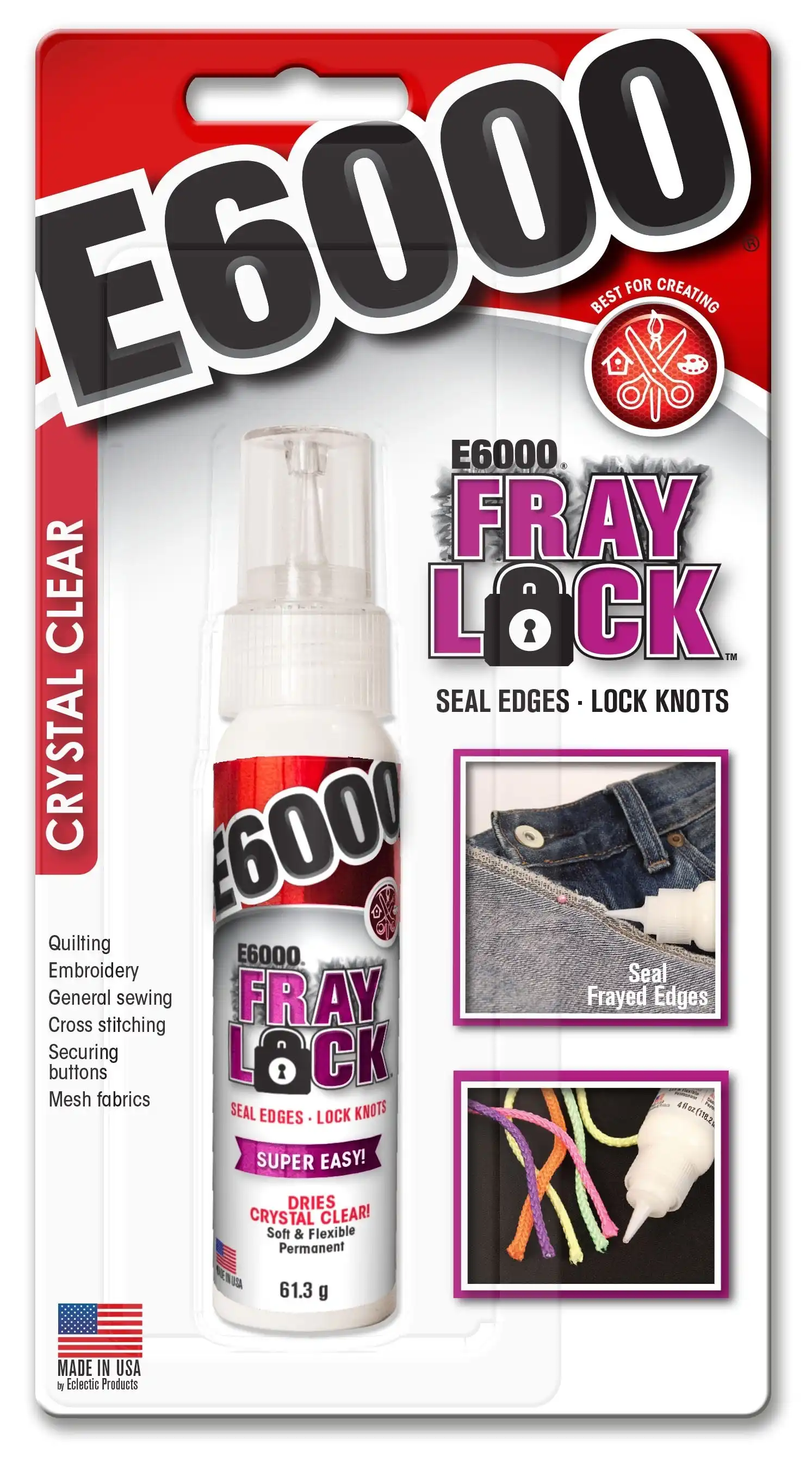 E6000 Fray Lock Adhesive, Clear- 61.3g