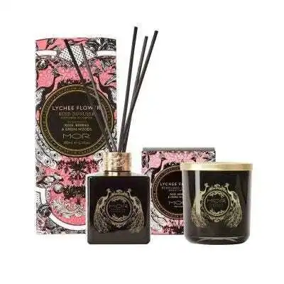 MOR Emporium Classics Lychee Flower Candle and Reed Diffuser Set