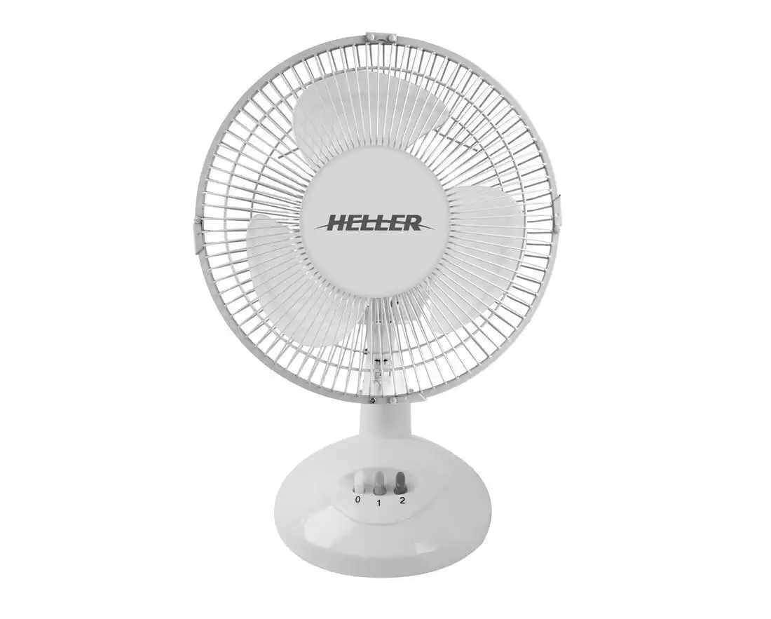 Heller 23cm White Desk Fan 2-Speed, Oscillation/Tilt Adjustment - HHDF23S